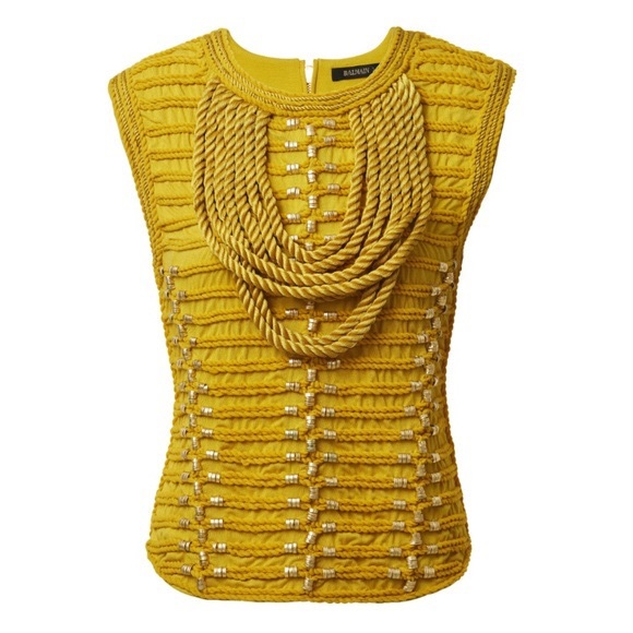 Balmain x H&M Yellow Braided Jersey Top - Picture 3 of 14